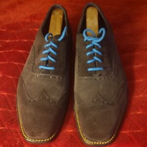 Hush Puppies Chocolate Brown Oxfords with Blue Laces Size 9